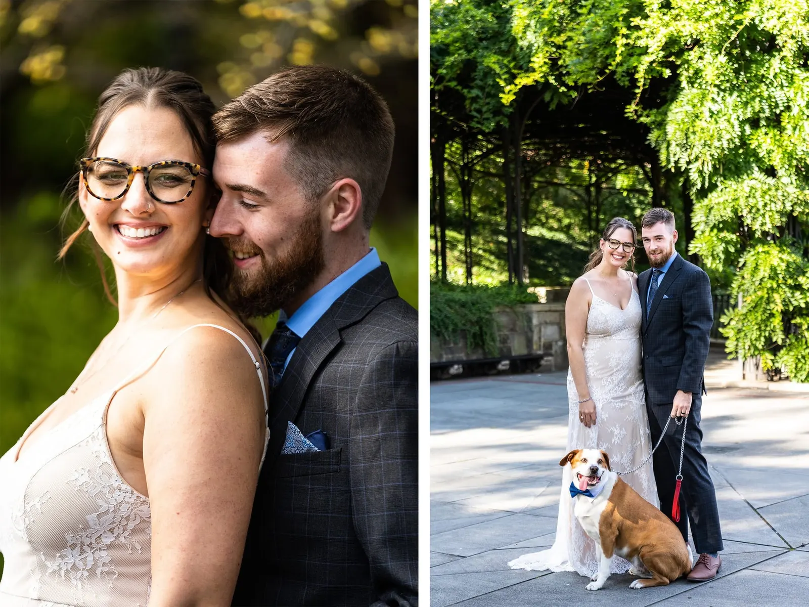 central park conservatory garden bride and groom portrait