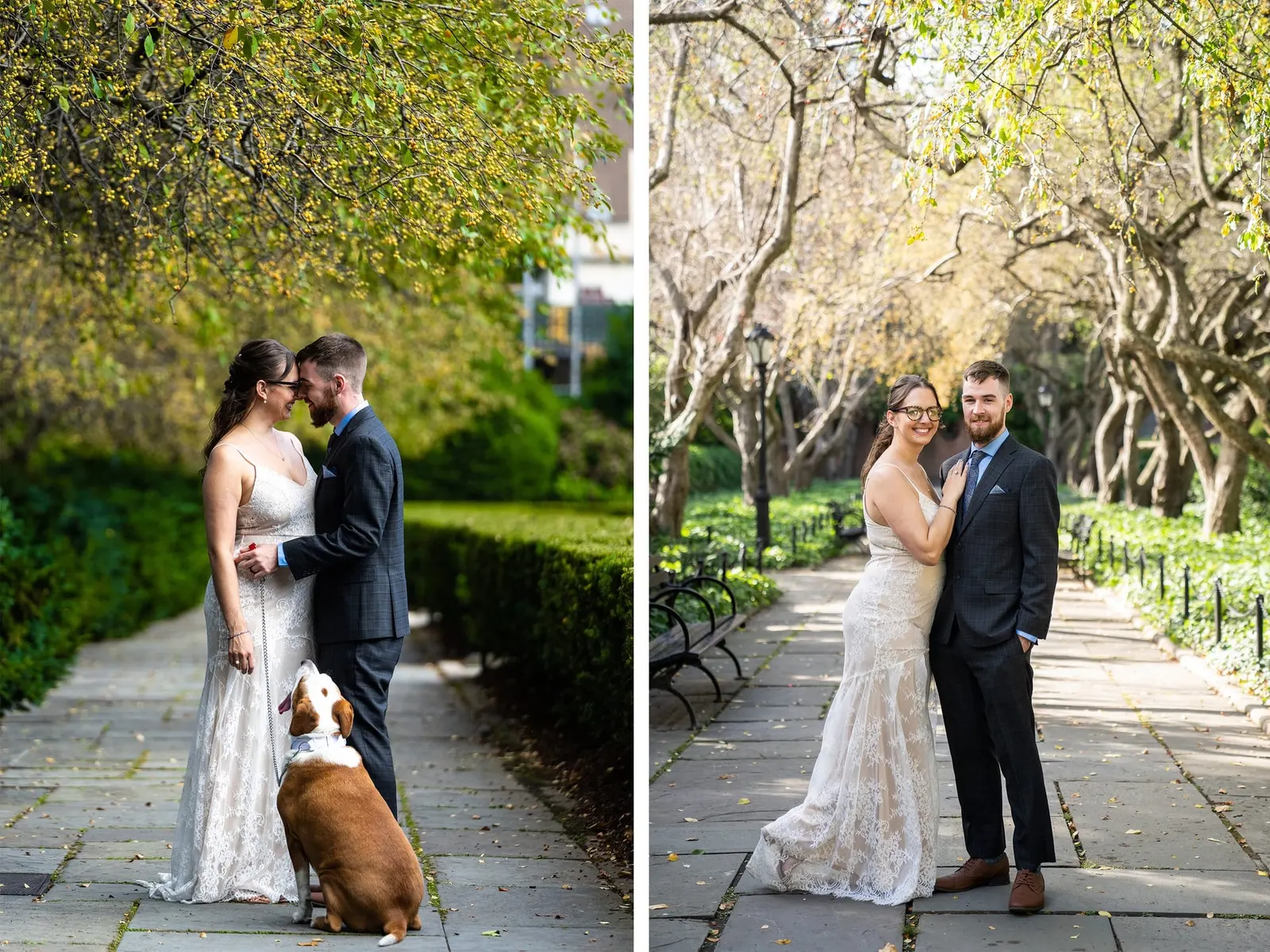 central park conservatory garden bride and groom portrait